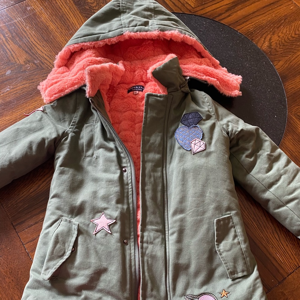 Little girls faux fur lined winter coat